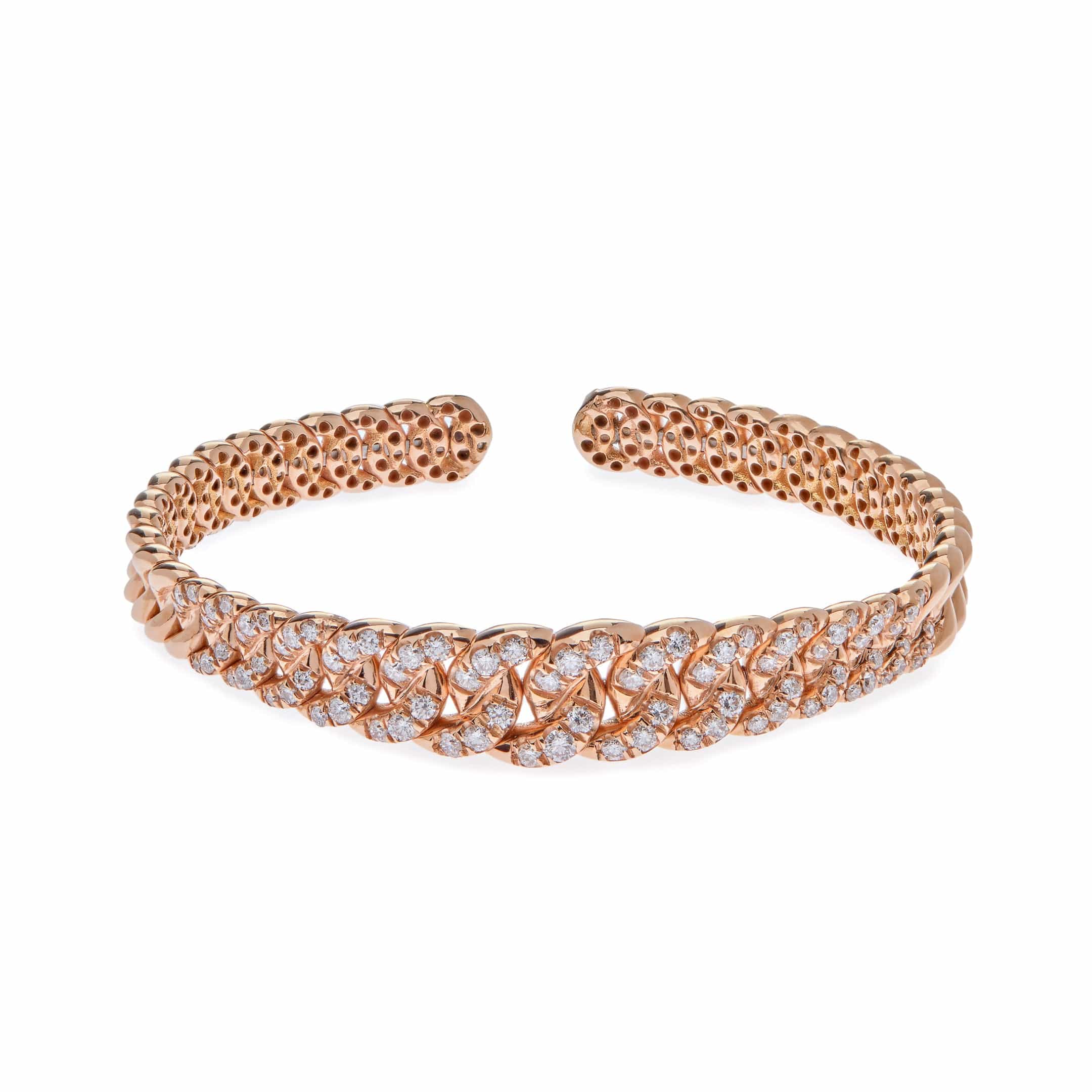 Graduated Pavé Rose Gold Cuff Bracelet
