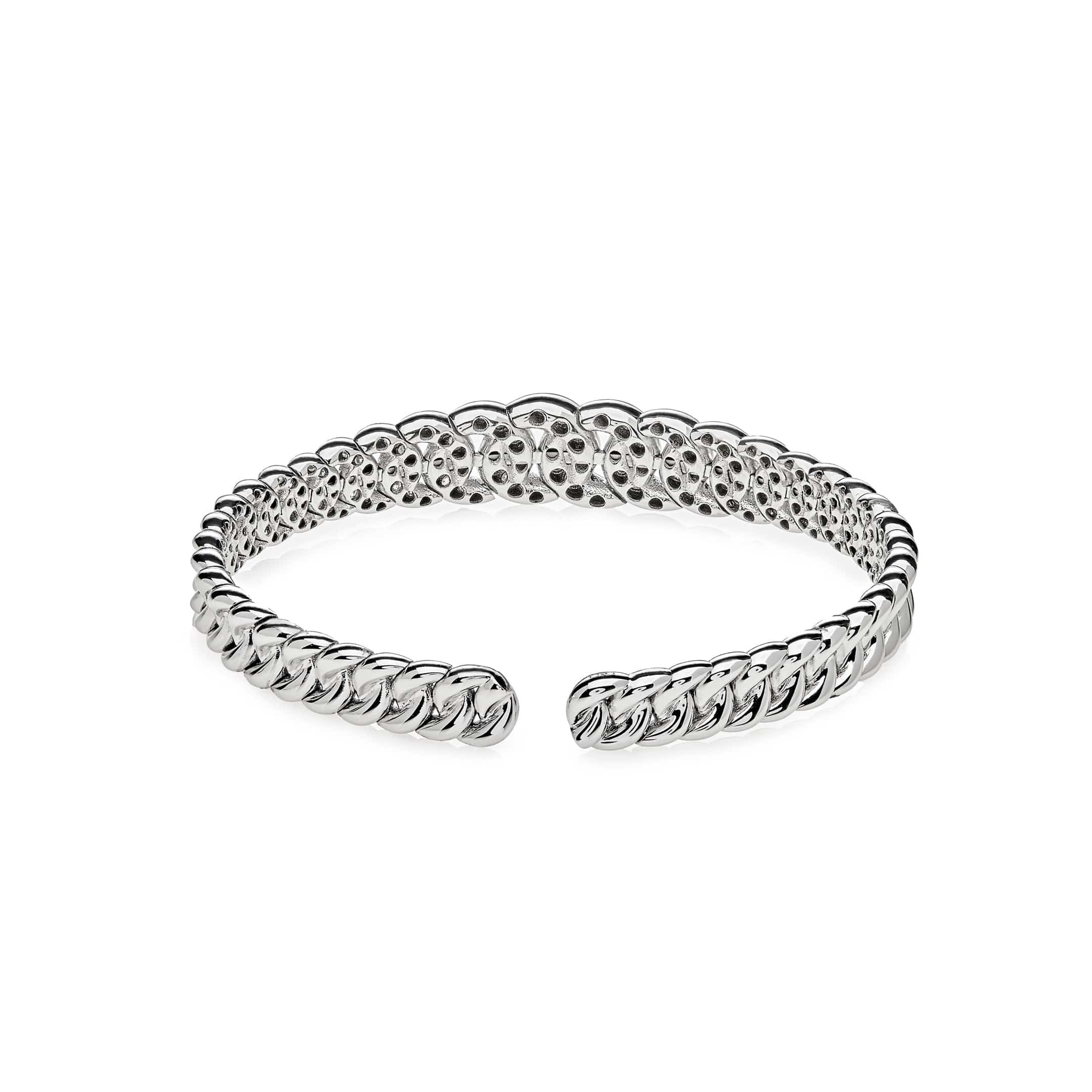 Graduated Pavé White Gold Cuff Bracelet