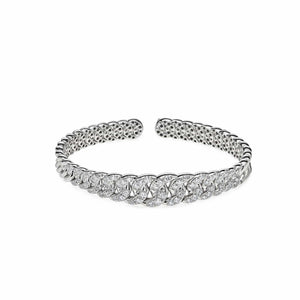 Graduated Pavé White Gold Cuff Bracelet