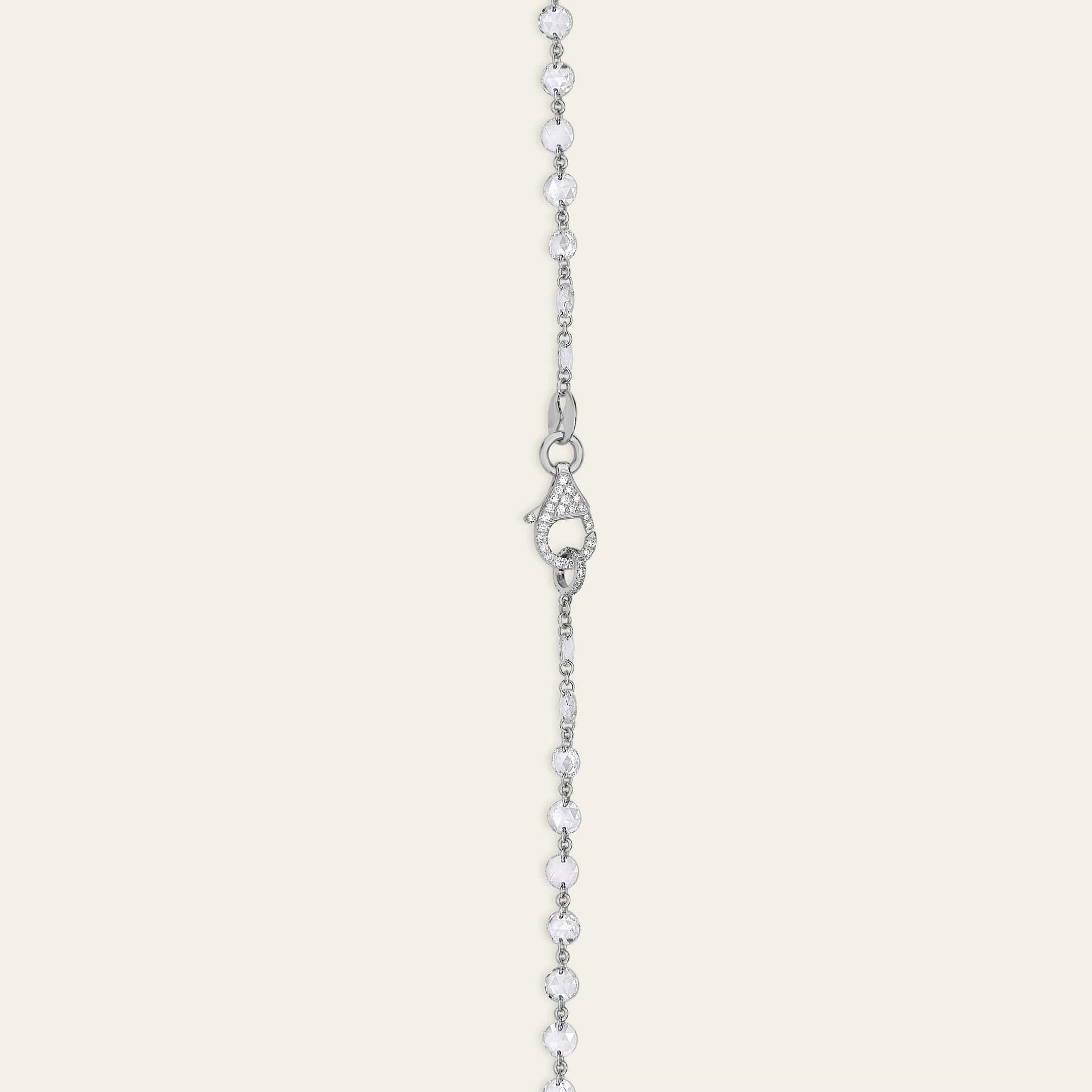 Graduated Rose-Cut Diamond and White Gold Chain Necklace