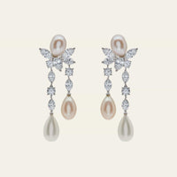 Graff Platinum and White Gold Diamond and Pearl Drop Earrings
