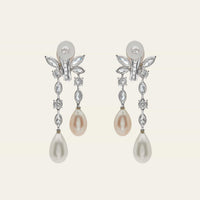 Graff Platinum and White Gold Diamond and Pearl Drop Earrings