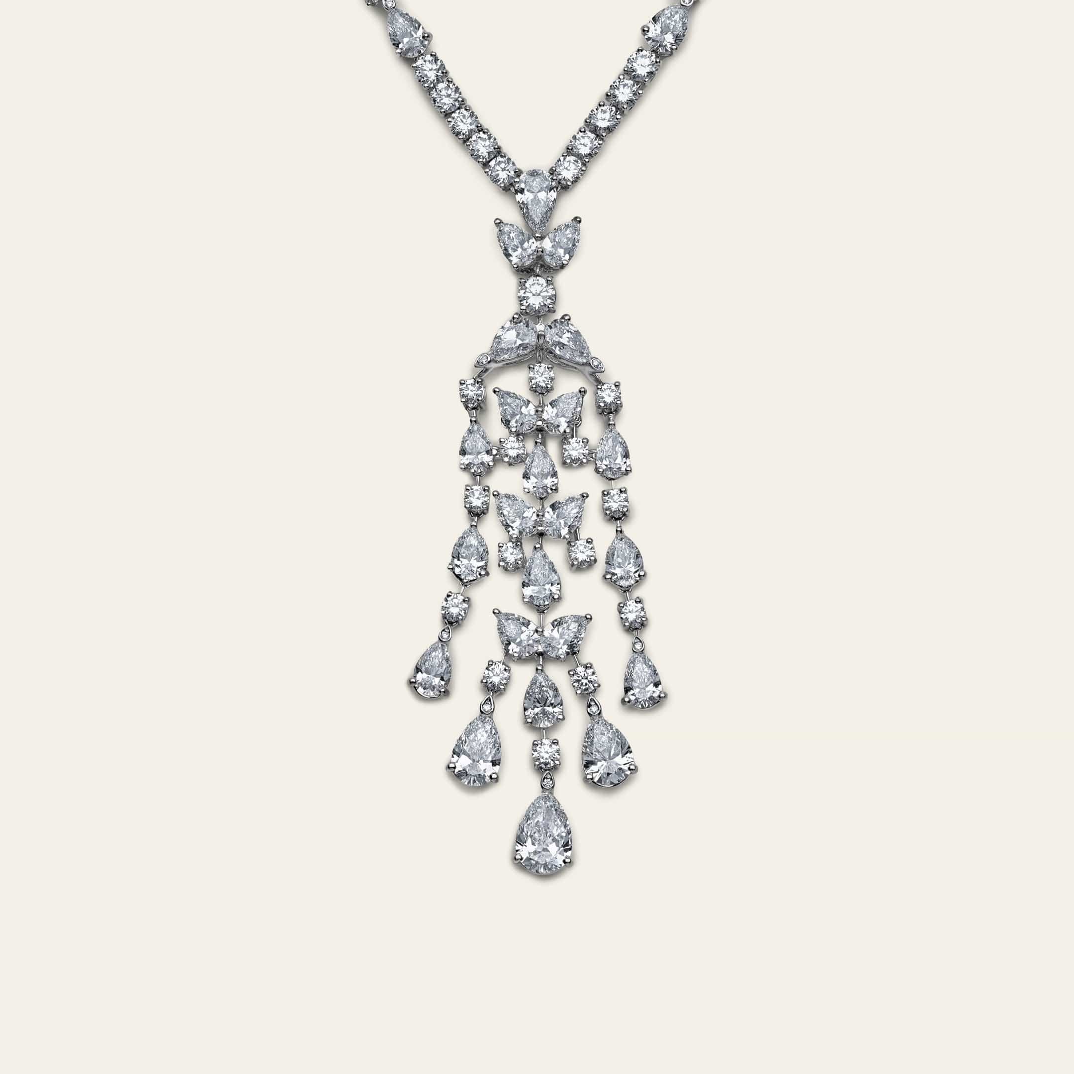 Graff Platinum and White Gold Diamond Knifebar Chandelier Necklace