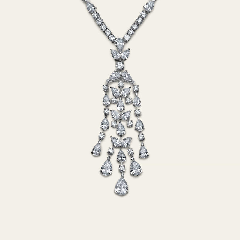 Graff Platinum and White Gold Diamond Knifebar Chandelier Necklace