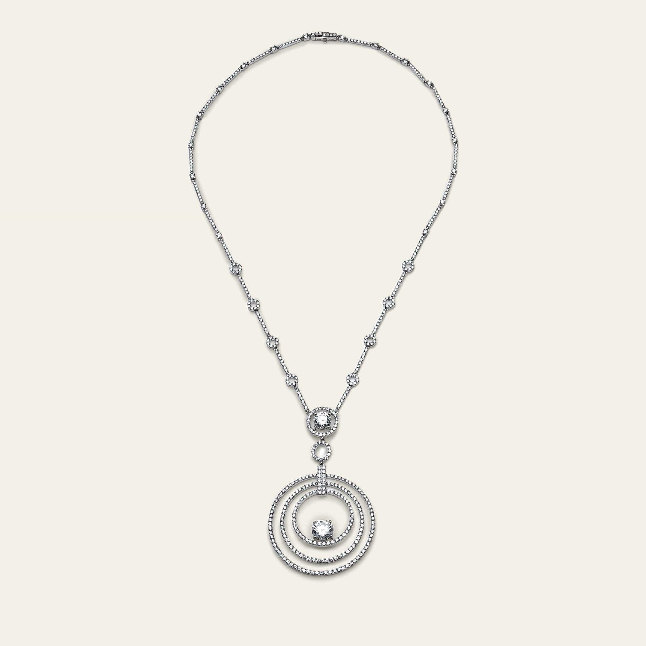 Graff Platinum and White Gold Diamond Microset Bulls' Eye Necklace