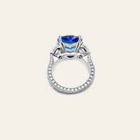 Graff Platinum Heart Shape Blue Sapphire and Diamond Promise Ring