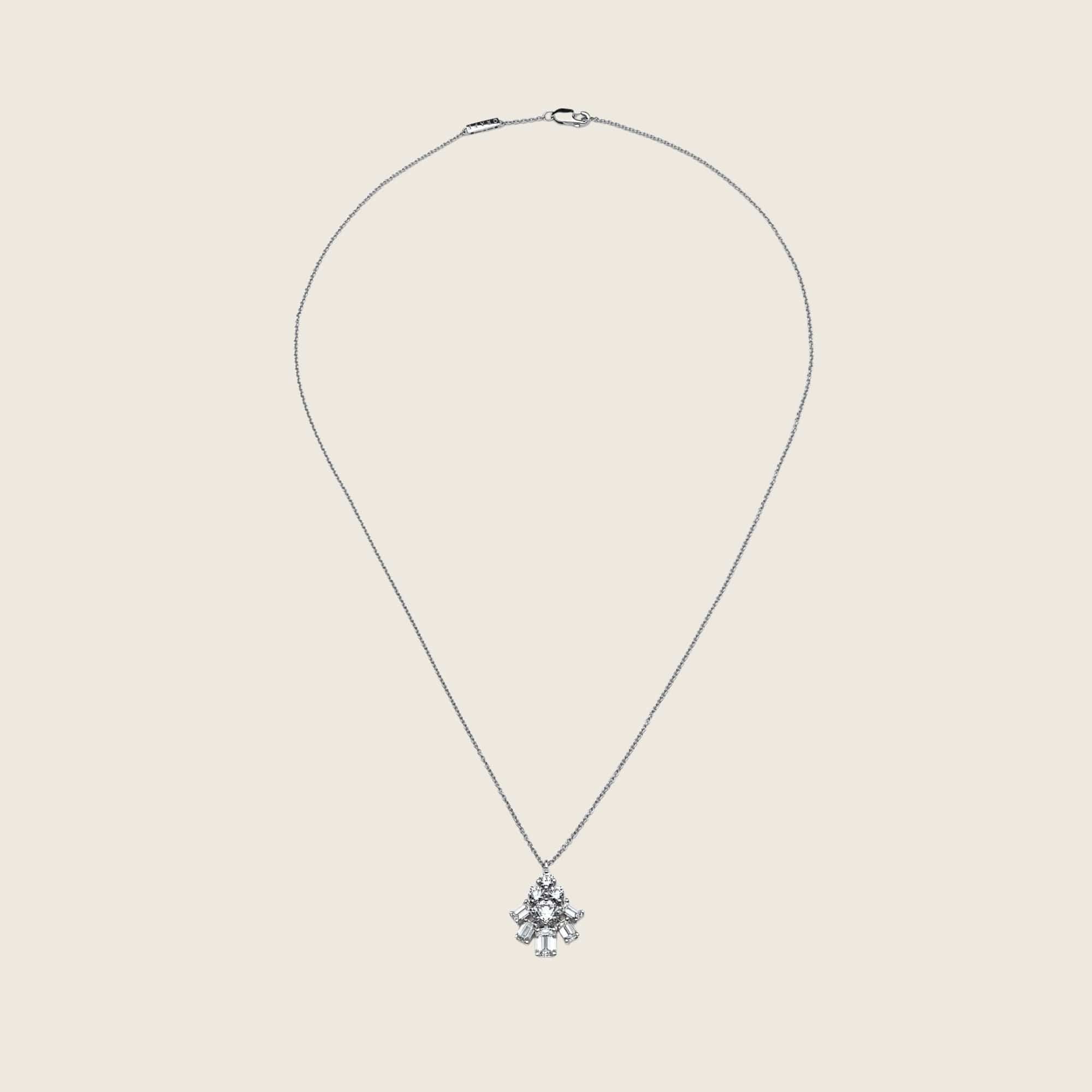 Graff White Emerald Cut and Round Diamond Pendant Necklace