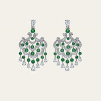 Graff White Gold Diamond and Emerald Chandelier Earrings