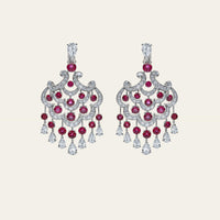 Graff White Gold Ruby and Diamond Chandelier Earrings
