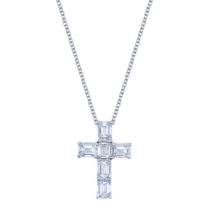 Emerald Cut Diamond Cross Pendant