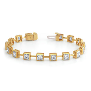 Princess Cut Diamond Bezel Set Bracelet