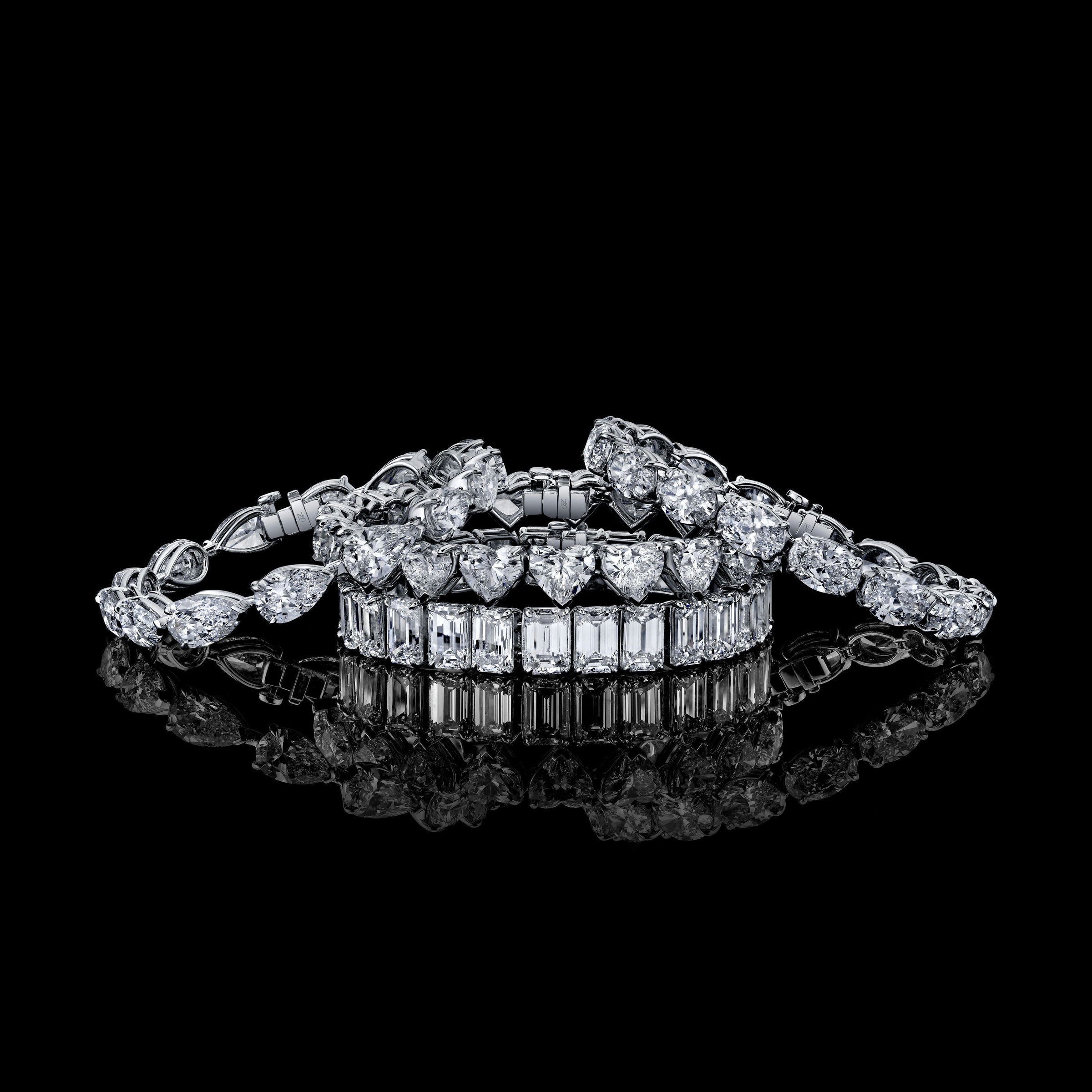 Heart Shape Straight Line Diamond Bracelet