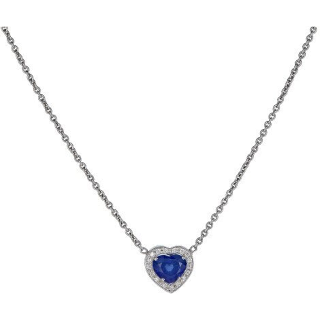 Heart Pendant in Blue Sapphire in 18K White Gold