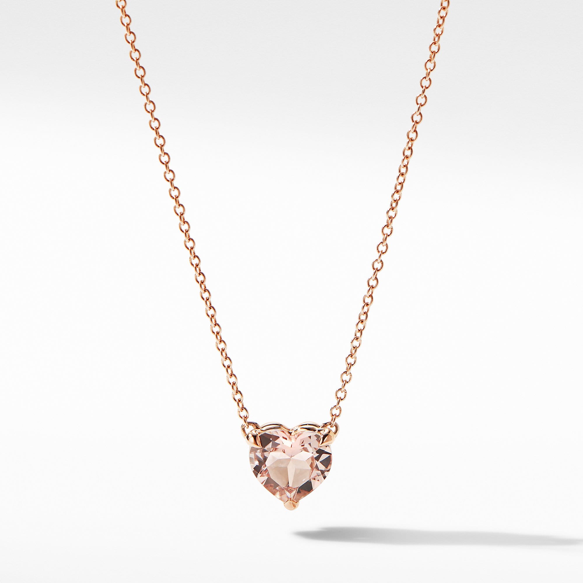 Heart Pendant Necklace in 18K Rose Gold with Morganite
