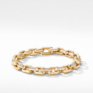 Heirloom Chain Link Bracelet in 18K Yellow Gold with  Pave Diamonds