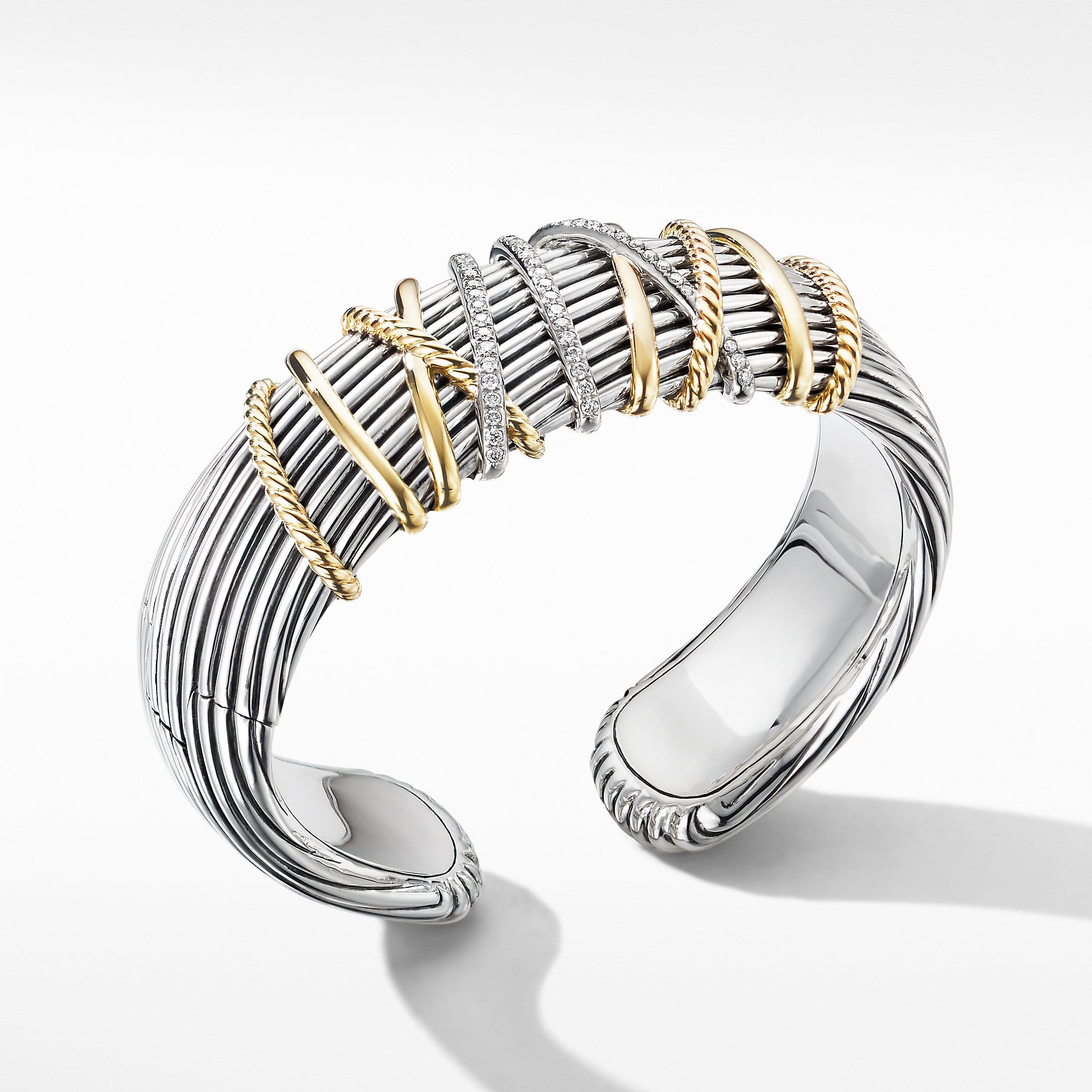 Helena Cuff Bracelet with 18K Yellow Gold and Diamonds