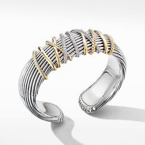 Helena Cuff Bracelet with 18K Yellow Gold and Diamonds