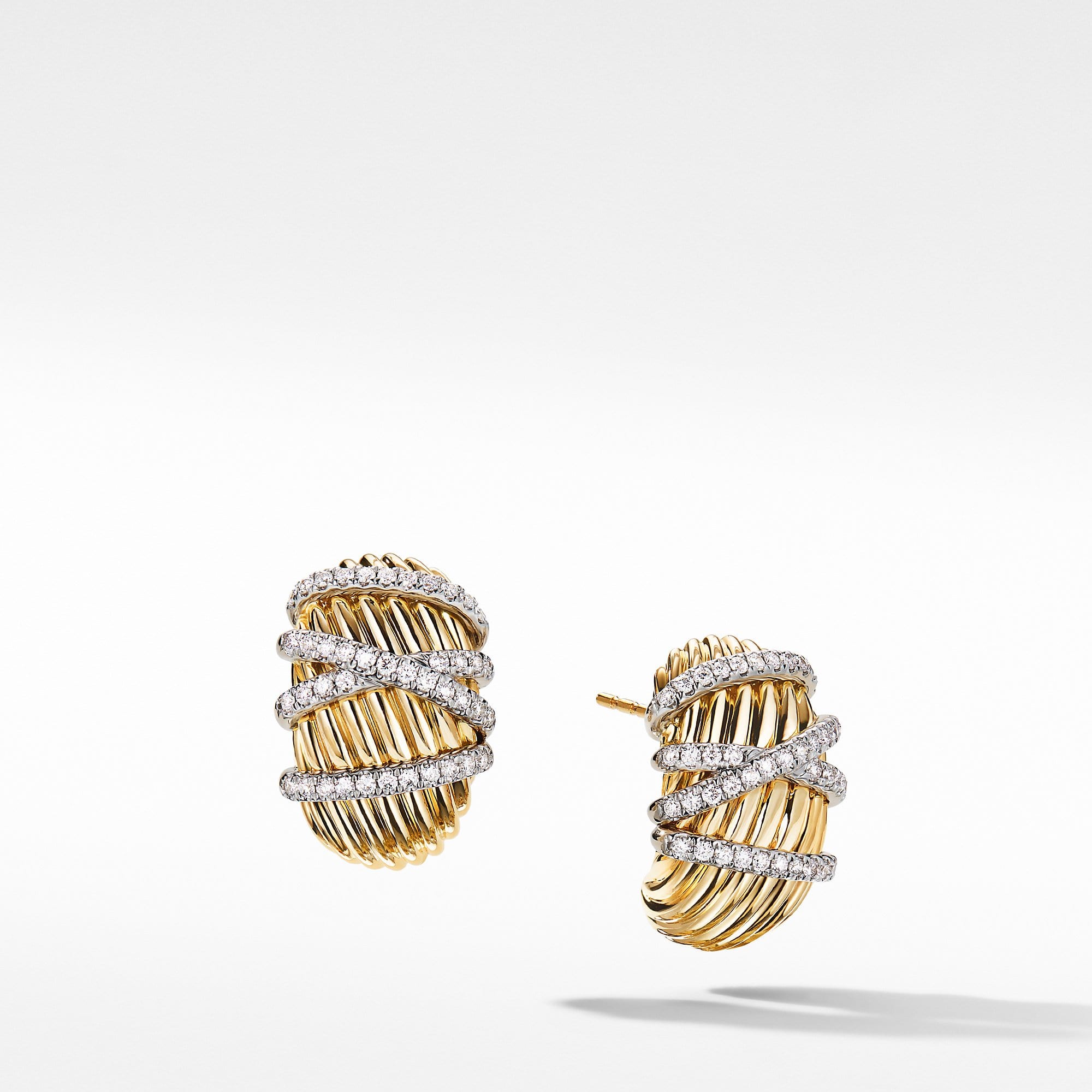 Helena Shrimp Earrings in 18K Yellow Gold with Diamonds