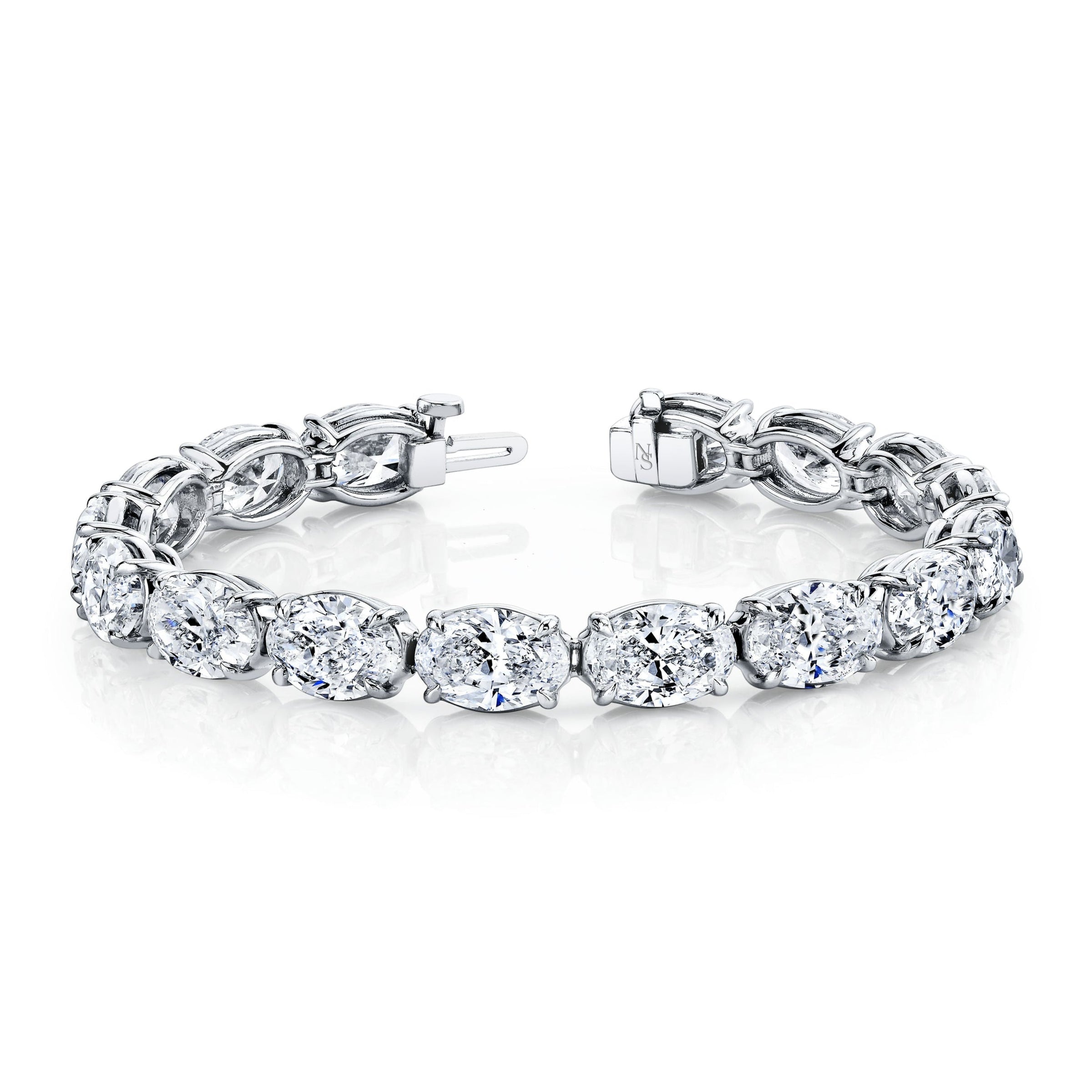 East West Oval Straight Line Diamond Bracelet