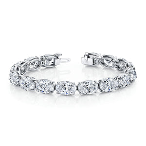 East West Oval Straight Line Diamond Bracelet