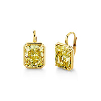 Fancy Yellow Radiant Diamond Drop Earrings