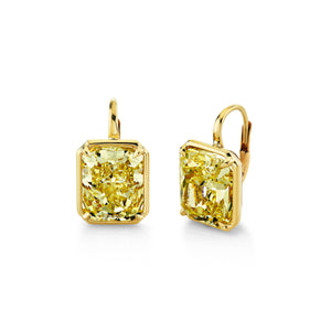 Fancy Yellow Radiant Diamond Drop Earrings