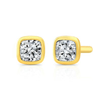 Cushion Cut Diamond Bezel Studs