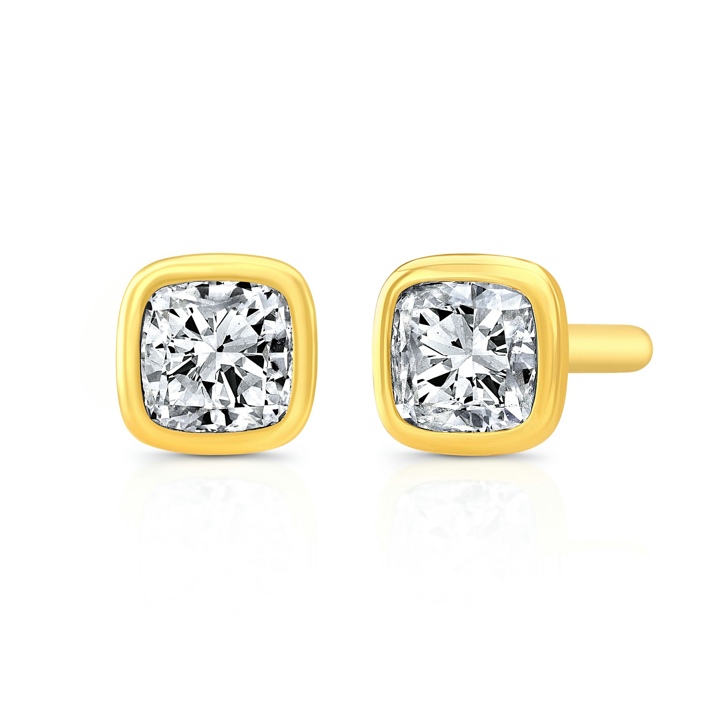 Cushion Cut Diamond Bezel Studs