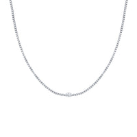 Straight Line Round Diamond Necklace with Marquise Accent