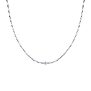 Straight Line Round Diamond Necklace with Marquise Accent
