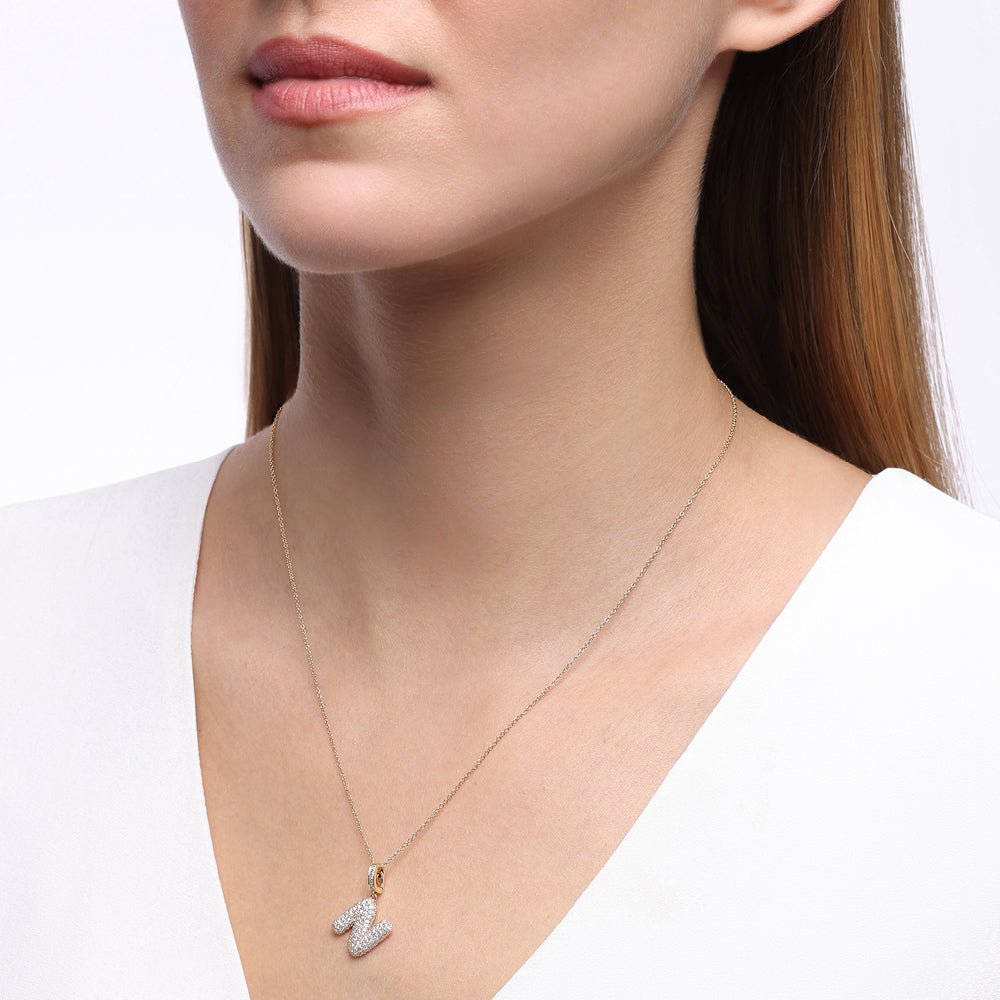 Initial "N" Diamond Pendant