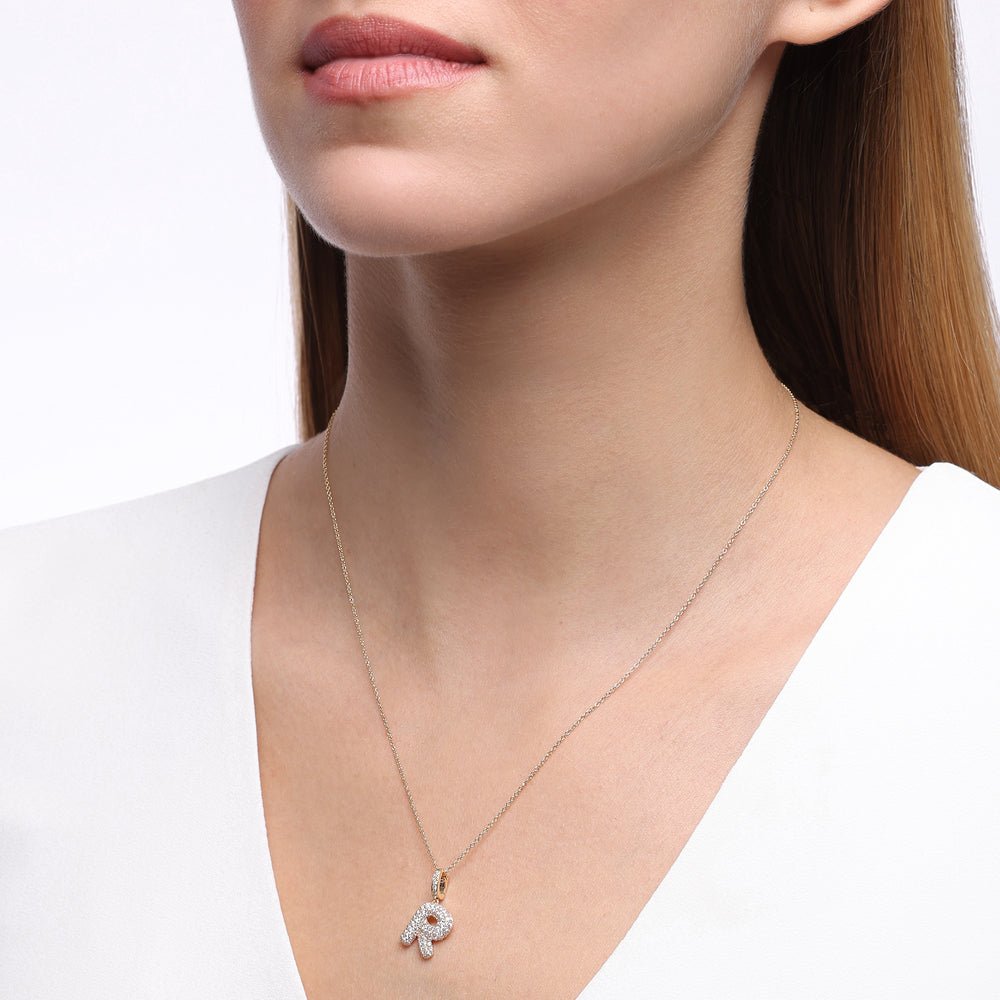 Initial "R" Diamond Pendant