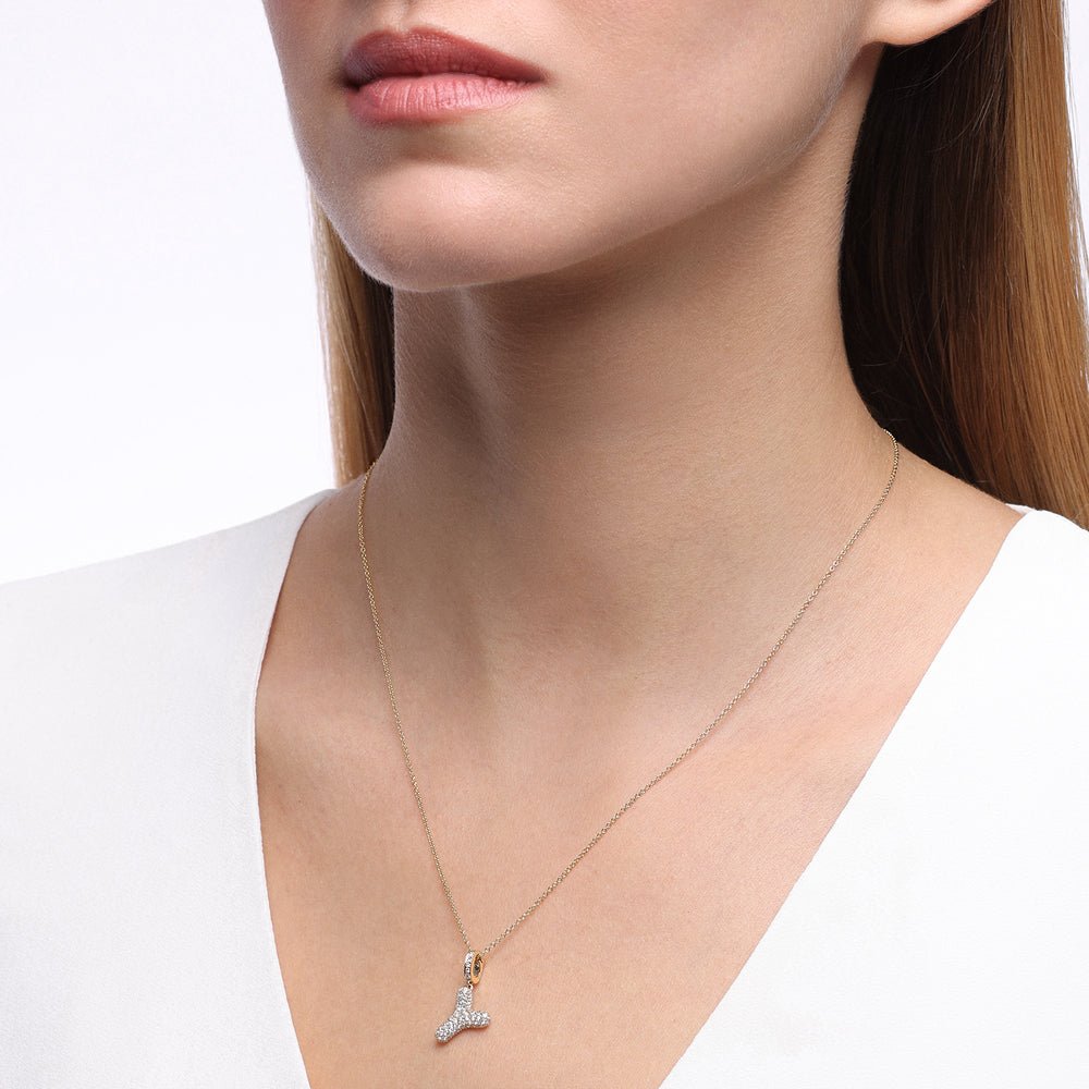 Initial "Y" Diamond Pendant