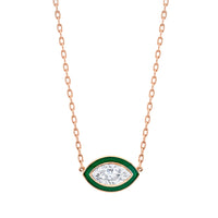 Marquise-cut Diamond in Green Enamel Pendant