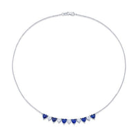 Alternating Heart Shape Diamond & Sapphire Necklace