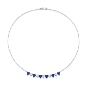 Alternating Heart Shape Diamond & Sapphire Necklace
