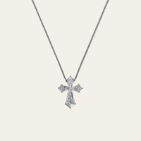 Kite Shape Platinum Diamond Cross Pendant Necklace