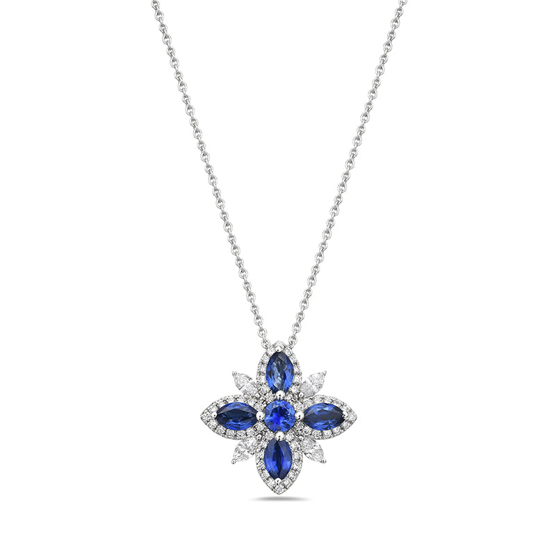 18k White Gold Sapphire Pendant