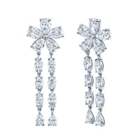 Pear Shape Diamond Floret Dangle Earrings