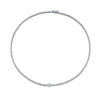 Straight Line Round Diamond Necklace with Marquise Accent