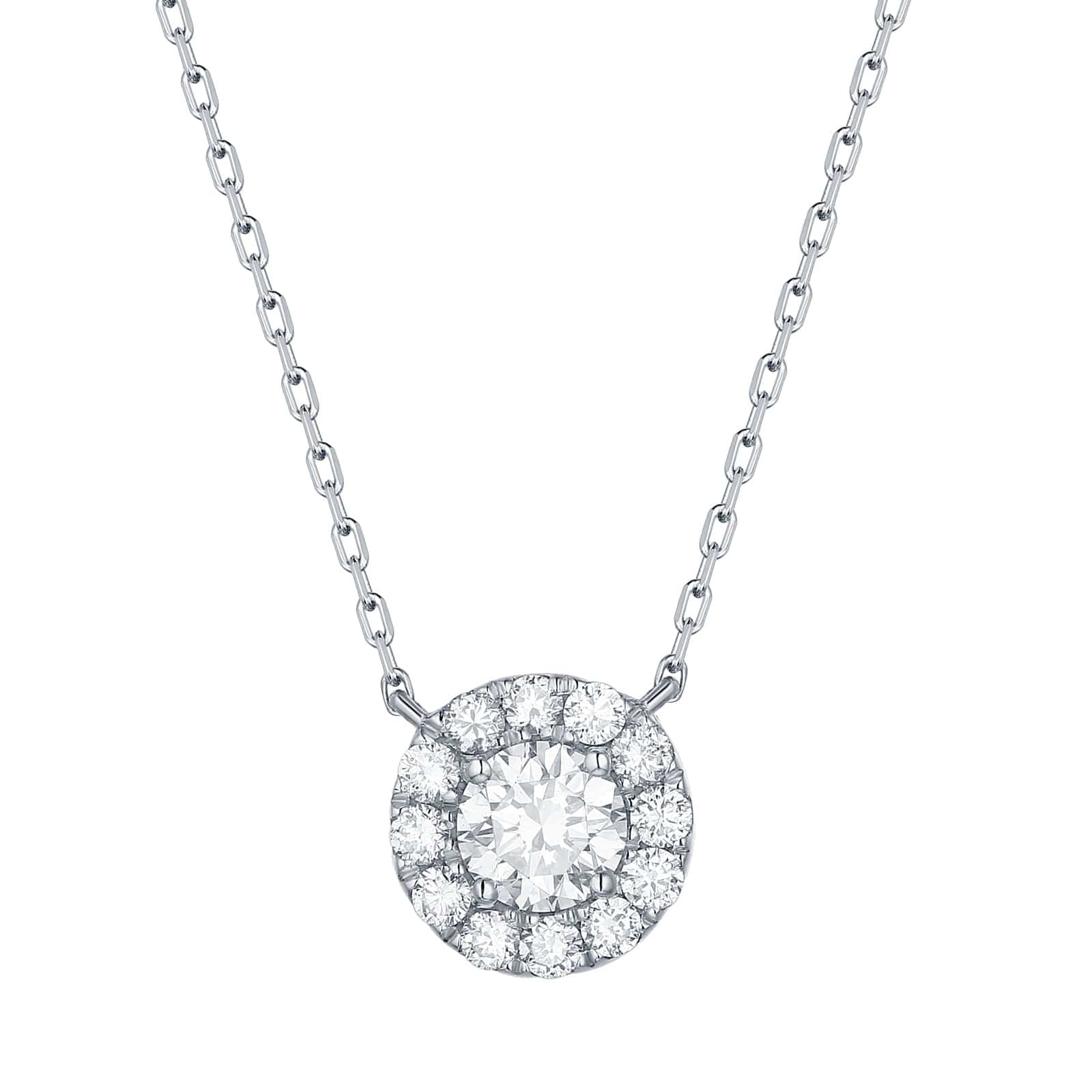 Lab Grown Diamond Round Halo Necklace