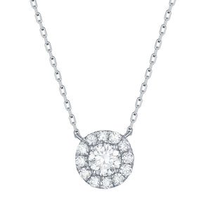 Lab Grown Diamond Round Halo Necklace