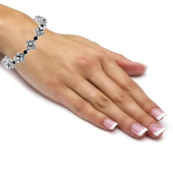 2.00ct. Diamond Onyx Bracelet Set In 18K White Gold