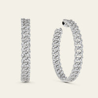Large Pavé Diamond Chain Link Hoop Earrings