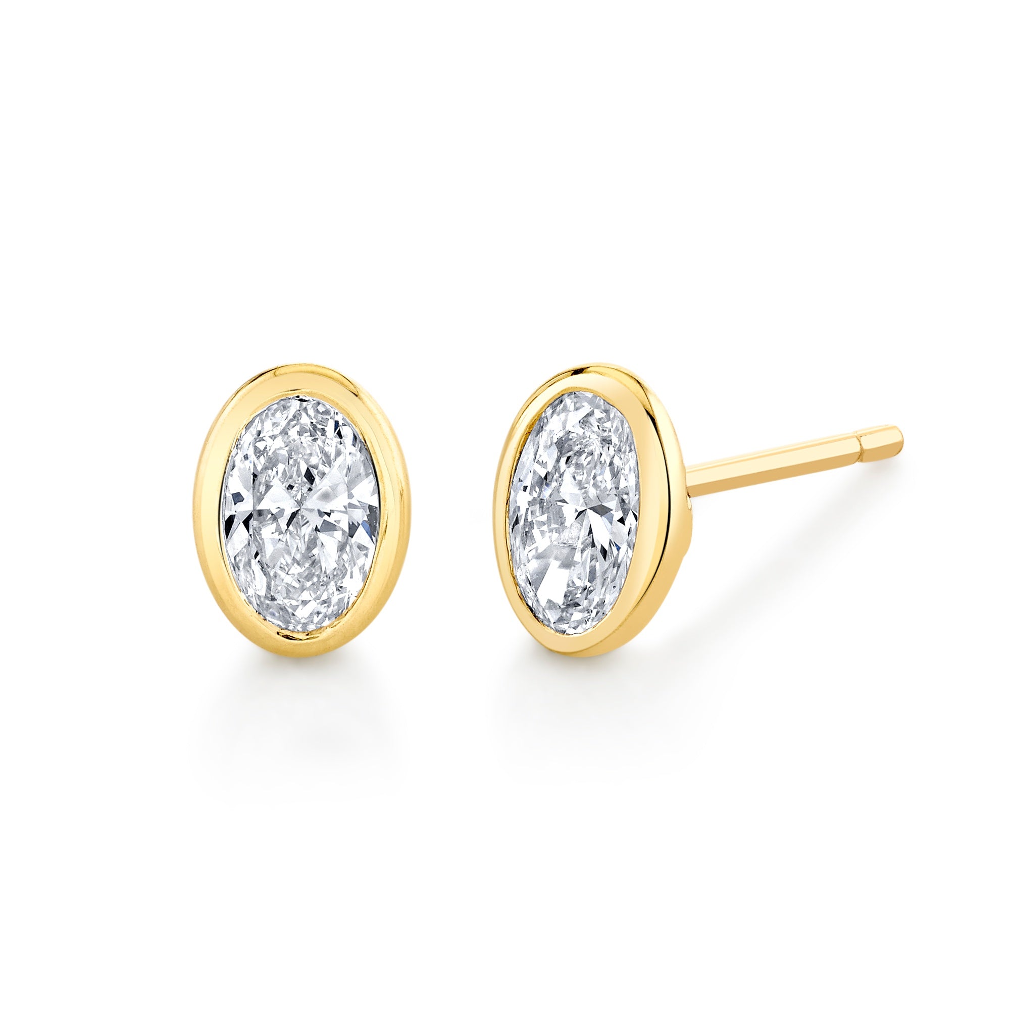 Oval Diamond Bezel Set Studs