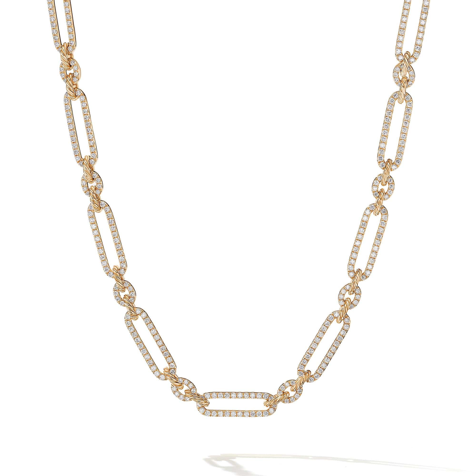 Lexington Chain Necklace in 18K Yellow Gold with Full Pave Diamonds