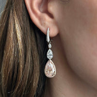 Light Pink Diamond Drop Earrings