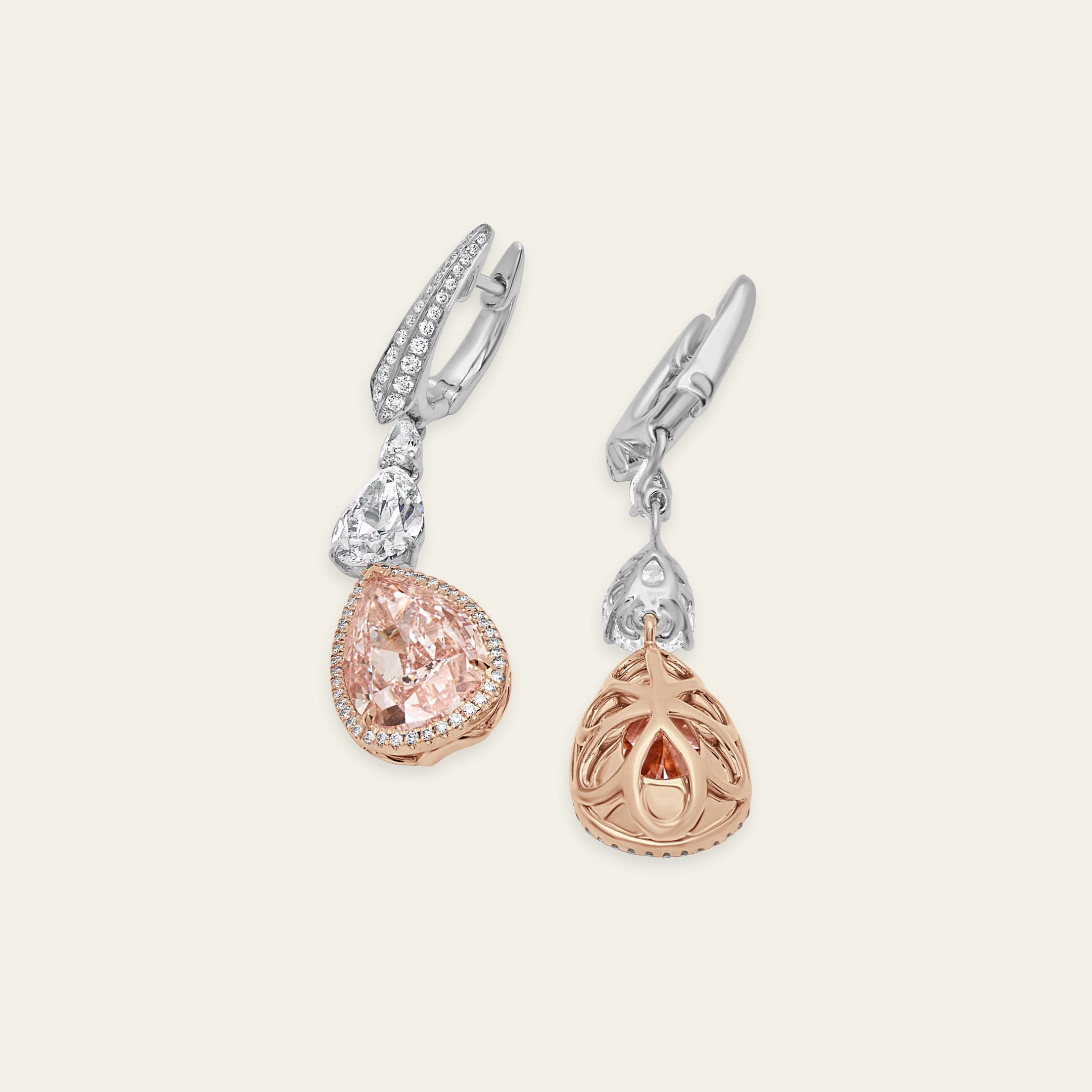 Light Pink Diamond Drop Earrings