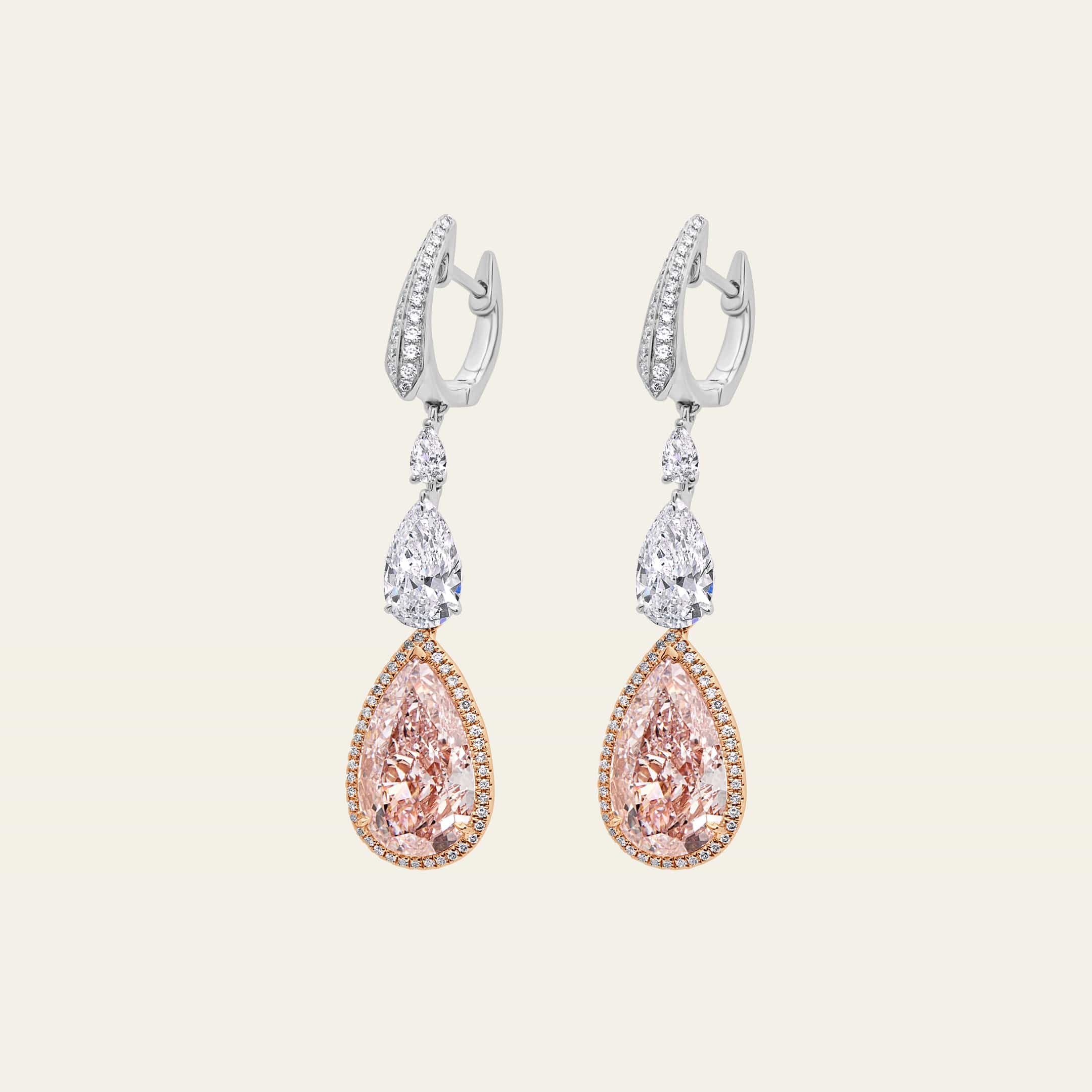 Light Pink Diamond Drop Earrings