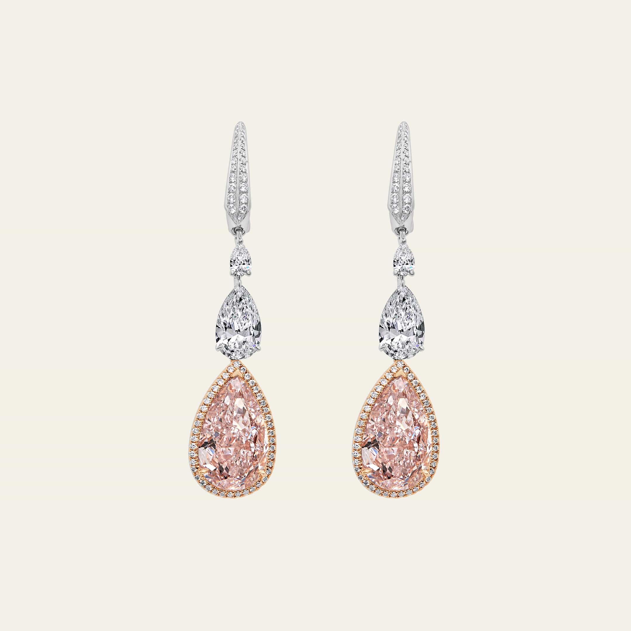 Light Pink Diamond Drop Earrings